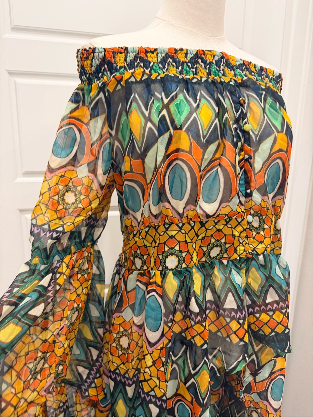 🔥Ashley Stewart Multicolor Off-Shoulder Boho Jumpsuit NWT RARE FIND!!! - Picture 4 of 8
